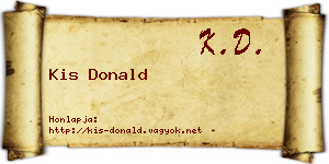 Kis Donald névjegykártya